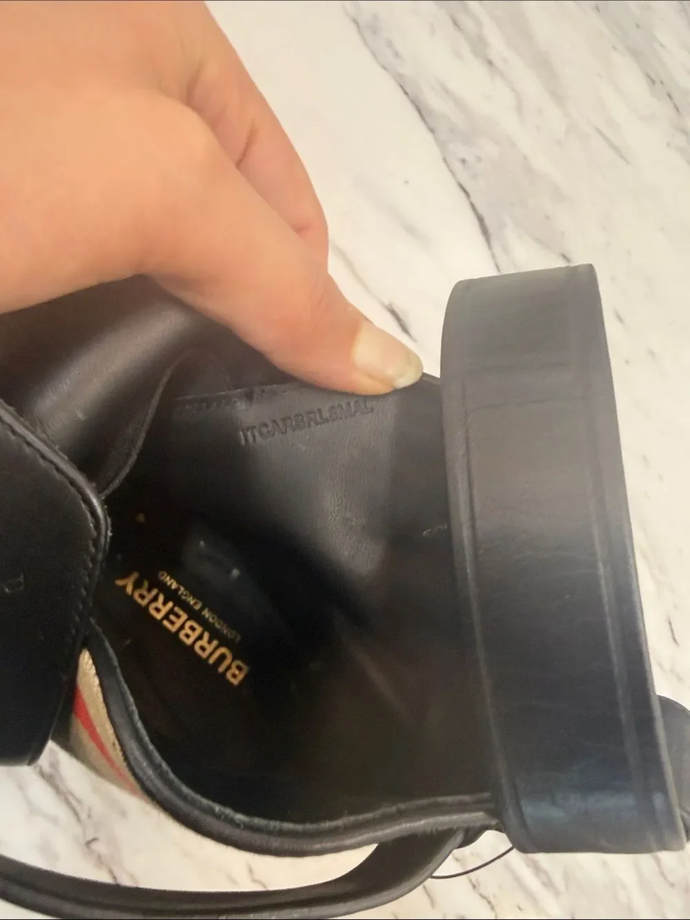 Burberry Black Leather Ankle Boots with Signature Check Panel